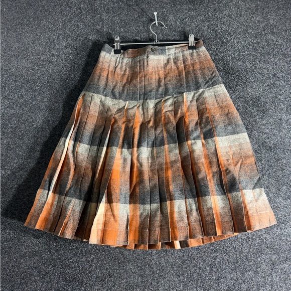 Lisa Ouster Vintage Plaid Pleated Skirt Women’s Small/Medium Wool Blend 60s Fall - Picture 1 of 5